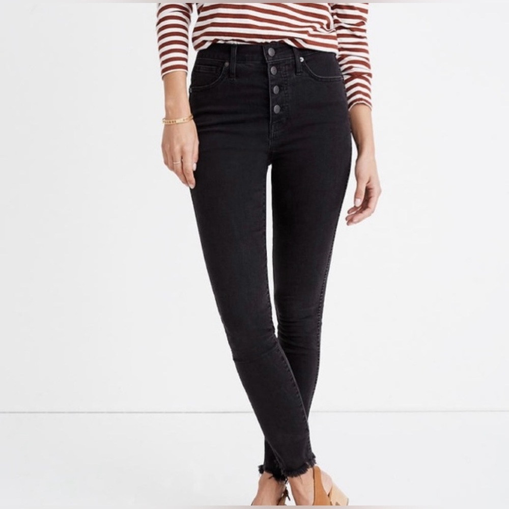 Madewell 9” High-Rise Distressed Skinny, Gray/Black, Size 26, EUC